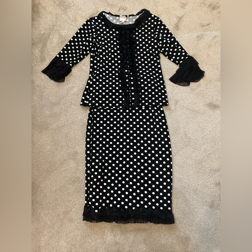 Black and White Polka Dot Two-Piece Dress Set